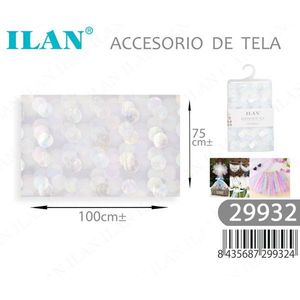 Tissu en dentelle Ilan 100x75cm blanc à pois, accessoire pour décorations - Product Image 2