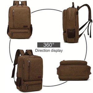 <b>Canvas</b> <b>Backpack</b> Zipper Large Capacity Multi-compartment Student Bookbag Durable Laptop Travel Daypack Waterproof Polyester - Product Image 2