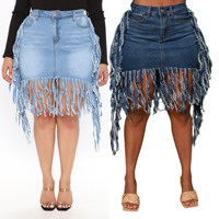 Vente chaude Hottie déchiré Sexy grande taille court femmes Denim décontracté enveloppé hanche jupe dame vêtements