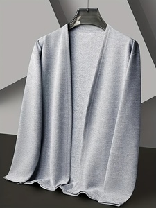 LVLAEA Cardigan en tricot uni pour <span class=keywords><strong>homme</strong></span>, style streetwear automne-hiver, ouvert, sans boutons, manches longues, tendance - Product Image 4