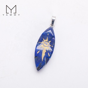 Pendentif en pierre naturelle Bijoux en pierres précieuses Cristal 7 Chakra Reiki Cristal Ovale <span class=keywords><strong>Pendule</strong></span> Colliers Pendentif pour femmes - Product Image 4