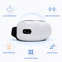 Masseur oculaire chauffant portable avec compression d'air, compresse chaude, vibration et musique sans fil, blanc, pour les yeux fatigués à la maison