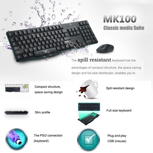Teclado con Cable Mk100 con Interfaz PS/2 100% Original + Set de Ratón USB, Protección Contra Salpicaduras de Agua, Venta al Por Mayor - Product Image 4