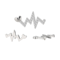 Anting-anting terbaru ASTM F136 Titanium CZ perhiasan cincin tindik hidung telinga Helix atas internal berulir gelombang Radio rata untuk wanita