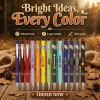 Stylo à bille 2-en-1 avec logo personnalisé et écran en métal pour stylet, largeur d'écriture de 1.0mm, cadeau promotionnel publicitaire direct d'usine