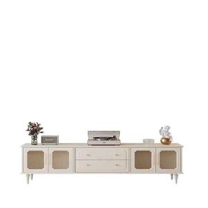 French Style Cream Tv Cabinet And Coffee <b>Table</b> Set <b>Storage</b> Living Room Furniture For <b>Small</b> Apartment Light Luxury Design - Product Image 5