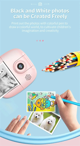 A19 Kids Instant <b>Print</b> <b>Camera</b> 24MP Zero Ink Kids Digital <b>Camera</b> 1080P 2.0 inch Display Child Selfie <b>Camera</b> Toy Pink Blue Color - Product Image 6