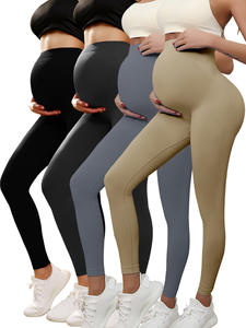 Leggings de <span class=keywords><strong>grossesse</strong></span> et de yoga grande taille en spandex/nylon respirant, anti-transpiration, séchage rapide, taille haute élastique, coupe intégrale - Product Image 1