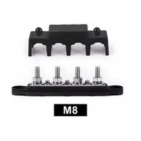 Barre de distribution de batterie M8 à 4 bornes avec couvercle isolé rouge pour véhicules électriques, solaires et applications marines