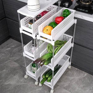 <b>White</b> 3 Tier Storage Rack With Wheels For Kitchen Organization And Home Use - Product Image 2