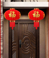 Moderne Chinesische Traditionelle Rote Hängelaternen Rote Beflockte Laternen für Chinesisches Neujahr Weihnachtsdekoration