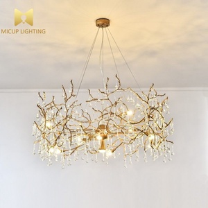 Lampadario Artistico Retrò Francese in Rame Massiccio a Forma di Ramo, Lampada a Sospensione Creativa Post-Moderna di Alta Gamma - Product Image 5