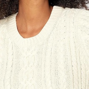 Logo personnalisé dames décontracté à manches longues pull-over pull femmes surdimensionné rond col en V tricots BD pull femme - Product Image 5