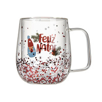 Mug à café en verre borosilicate à double paroi, moderne, écologique, personnalisé, luxe, doré, transfert thermique haute température