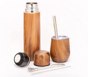 Ensemble de thé Yerba Mate <span class=keywords><strong>avec</strong></span> gourde de 8 oz, tasse à Yerba Mate <span class=keywords><strong>avec</strong></span> couvercle hermétique, thermos de 500 ml, <span class=keywords><strong>paille</strong></span> en bois Bombilla, tasse à Mate - Product Image 1