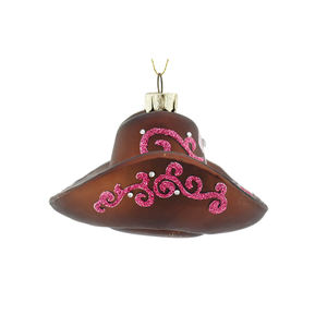 Cow boy occidentale cappello rosa a strisce albero di natale ornamenti del nuovo anno decorazioni natalizie vetro artigianato piccoli regali per coppie - Product Image 4