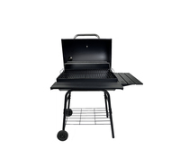 Barbecue au charbon de bois robuste avec 2 étagères latérales et cheminée, fumoir portable pour jardin et fêtes en plein air