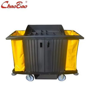 CHAOBAO D-205A Chariot de préposé aux chambres de haute qualité Chariot de ménage noir de qualité supérieure pour hôtels <span class=keywords><strong>Design</strong></span> moderne Matière plastique - Product Image 1