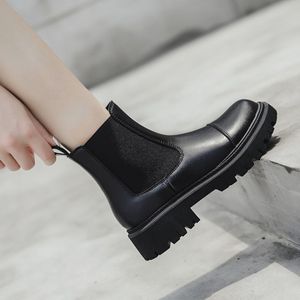 Bottines de haute qualité pour femmes, bout carré, plateforme, bottes de créateur - Product Image 4