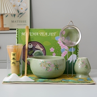 Coffret Cadeau Matcha Personnalisable Anji Newell en Céramique – Bol à Thé Japonais, Fouet, Support et Accessoires Flexibles pour Cérémonie du Thé