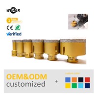 Forets diamantés brasés sous vide de haute qualité de marque WEHER certifiés CE/RoHS M14 5/8-11 pour utilisation à sec/humide sur verre, carrelage et porcelaine