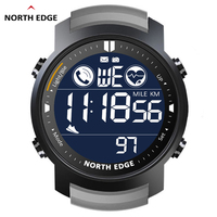 NORTH EDGE Jam Tangan Stopwatch Pedometer Olahraga Lari Tahan Air 50M untuk Pria, Gelang Detak Jantung Android IOS