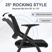 Chaise de bureau ergonomique moderne en maille avec accoudoirs rabattables, support lombaire empilable, pour hôpital et usage domestique