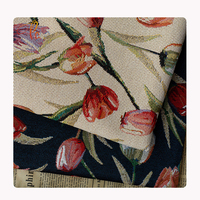2022 avrupa Vintage kırmızı çiçek gül tasarım kanepe döşemelik elbise kumaş Polyester Brocade dokuma jakarlı kumaş
