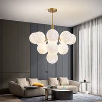 Suspension LED G9, style nordique, design orb, en verre artistique, couleur or, anti-éblouissement, taille moyenne, pour maison et bureau
