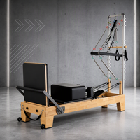 Yüksek Kaliteli Meşe Ahşap Yarı Yüksek Pilates Reformer Makinesi, Pürüzsüz Kaydırma Özellikli Ticari Antrenman Aleti