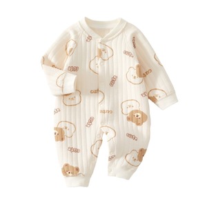 Tutina Imbottita Unisex per Neonati <span class=keywords><strong>con</strong></span> Stampa Cartoon, Calda per Primavera Autunno Inverno, Manica Lunga, Strato Base Senza Cuciture, Body Puro - Product Image 5