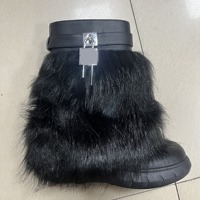 Bottines pour femmes de luxe personnalisées en usine automne hiver motard grande taille avec fausse fourrure d'alpaga et mèches