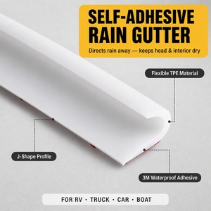 <span class=keywords><strong>Bande</strong></span> de guidage d'eau en TPE autocollante en forme de J pour gouttière, idéale pour camping-car, voiture, camion, bateau, fenêtre - Product Image 5
