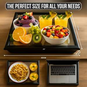 <span class=keywords><strong>Plateau</strong></span> de lit en bois rembourré avec <span class=keywords><strong>coussin</strong></span> <span class=keywords><strong>pour</strong></span> <span class=keywords><strong>manger</strong></span>, boire et utiliser un ordinateur portable – Idéal <span class=keywords><strong>pour</strong></span> le petit-déjeuner et le dîner - Product Image 2