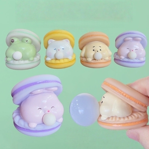 Cute Animal Macaron <b>Bubble</b> Blowing Squishy Toy PVC Stress Relief Prank Toy for <b>Kids</b> Adults - Product Image 1