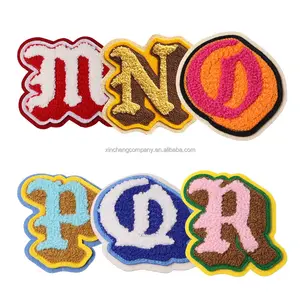 Remendos de letras de chenille em ferro grandes remendos de chenille personalizados remendos de chenille de natal