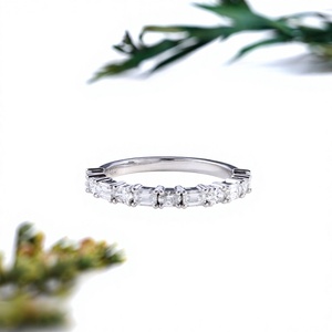 Oval Cut Eternity <b>Ring</b> Full Bezel Setting White Gold <b>Stacking</b> Wedding Band Modern Bridal Fine Jewelry <b>Ring</b> - Product Image 1