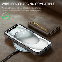 Nouvel arrivage de porte-cartes magnétiques détachables 2 en 1, pochette en cuir, fermeture éclair, housse de téléphone pour Iphone 16 Pro Max 15 14 13