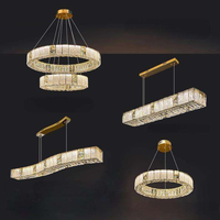 Lustre long en cristal émaillé de luxe, lampe suspendue pour salle à manger, comptoir de bar, lustre en verre moderne, villa, salon, lumière LED créative en forme de ligne