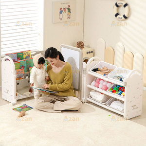 Organizador de Juguetes de Plástico Grande y Versátil, Armario con Compartimentos para Niños, Estantería, Pizarra de Dibujo, para Sala de Estudio, Sala de Juegos, Sala de Estar - Product Image 3