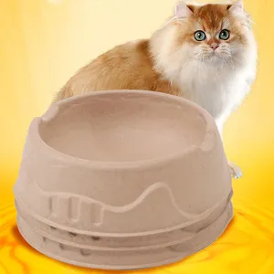 पर्यावरण के अनुकूल डिस्पोजेबल बायोडिग्रेडेबल पेपर गोल पालतू भोजन का कटोरा लुगदी मोल्ड कुत्ता बिल्ली फीडर