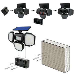 Năng lượng mặt trời đèn sân vườn ngoài trời không thấm nước <span class=keywords><strong>LED</strong></span> cảm biến chuyển động tường ánh sáng có thể sạc lại PIR đèn với điều khiển từ xa - Product Image 2