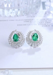 Pendiente en forma de gota de agua con piedras preciosas de laboratorio de plata 925 de nuevo diseño de Color verde y rojo - Product Image 2