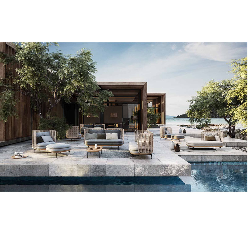 Customized aluminum casting outdoor garden furniture comfortable  patio arm chaise lounge