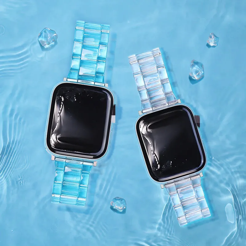 2021 Clear Colorful Sport Soft TPU 38mm 40mm Watch Straps For Apple Watch 6 5 4 3 2 Luxury Glacier Straps 42mm 44mm Watch Band