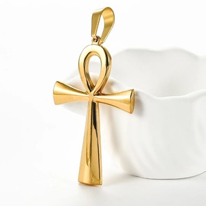 Collar con Colgante de Cruz Cristiana <span class=keywords><strong>Grande</strong></span> de Acero Inoxidable, Símbolo Egipcio, Unisex, Clásico, Simple, para Hacer Joyas, Regalos - Product Image 1