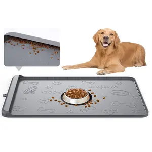 BPA Free Dog Food Mat Waterproof Silicone Pet Feeding Mat Extra Tall Raised Edges
