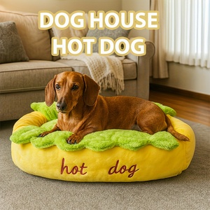 Cama para Mascotas Súper Linda, Cama para Mascotas con Forma de Hamburguesa y Perrito Caliente, Apta para Todas las Estaciones, Desmontable y Fácil de Limpiar - Product Image 1