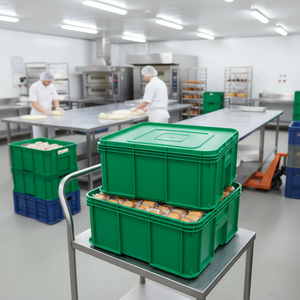 KT 4040 Biscuit Box Plastic <b>Crate</b> Lid Virgin Heavy Duty Stackable Foldable Smooth Surface Storage Container Food Grade Bakery - Product Image 3