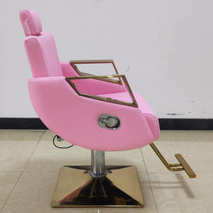 Fauteuil de barbier en cuir PU rose, robuste, avec pompe hydraulique et design pliable, pour l'école et les salons - Product Image 4
